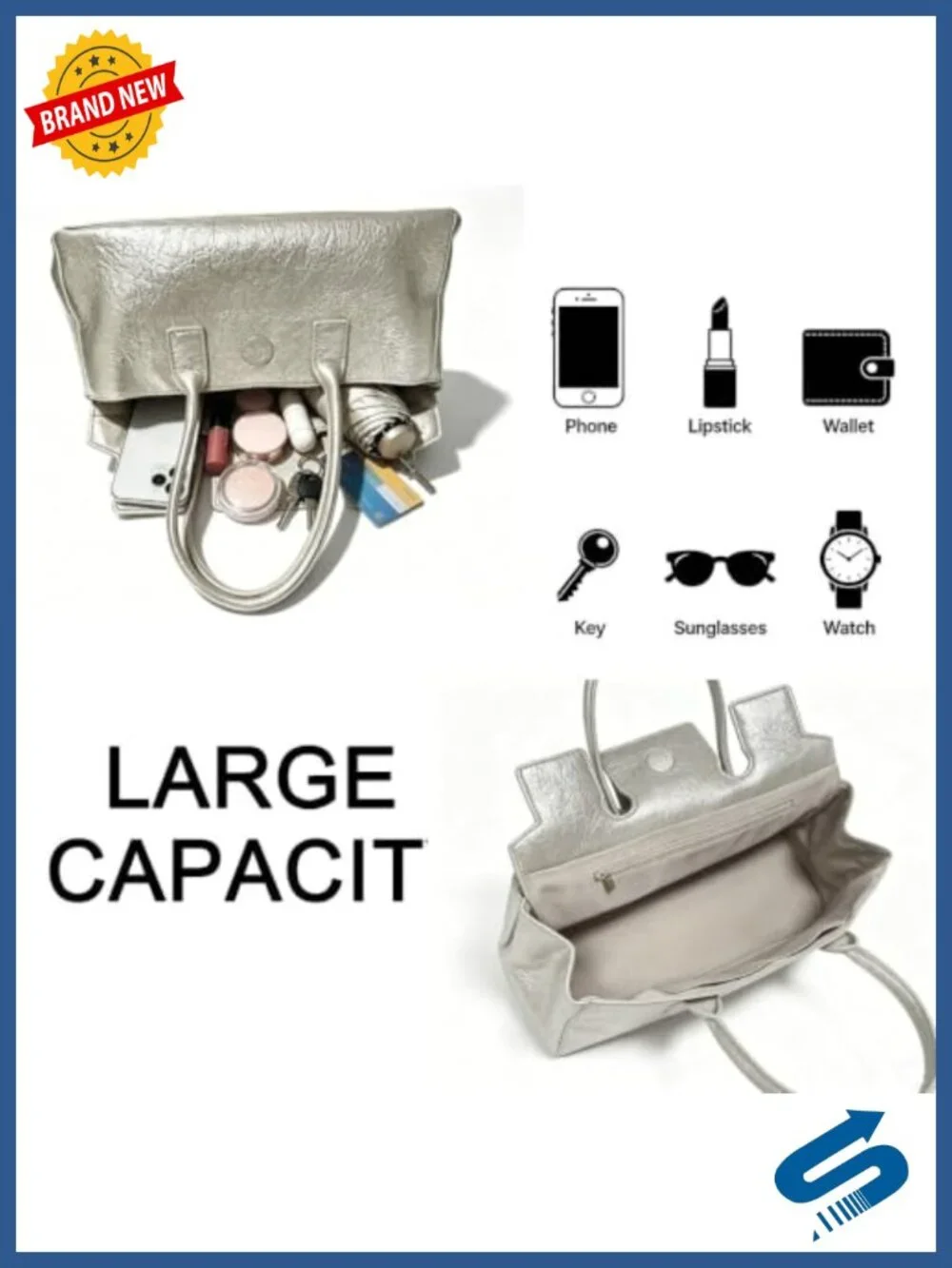 PU Leather Top Handle Handbag with Magnetic Closure Shoulder Purse